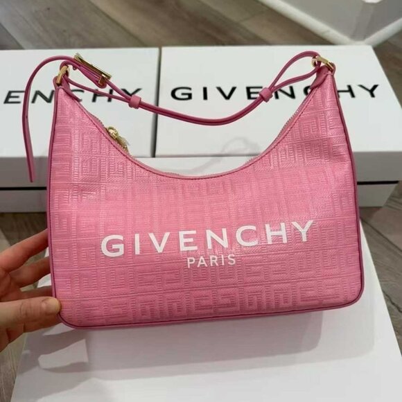 NWT Authentic Givenchy Coated Canvas Logo 4G Embossed Small Moon Cut Out Shoulde - Picture 1 of 6